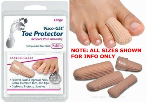 PediFix Visco-GEL Toe Protector Cap Fabric Covered Pain Relief Sleeve P82-S-L-XL