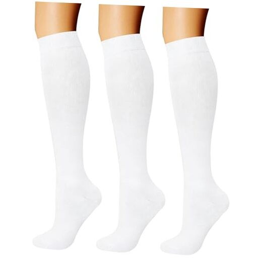 Compression Socks for Women & Men Large-X-Large 05 White/White/White