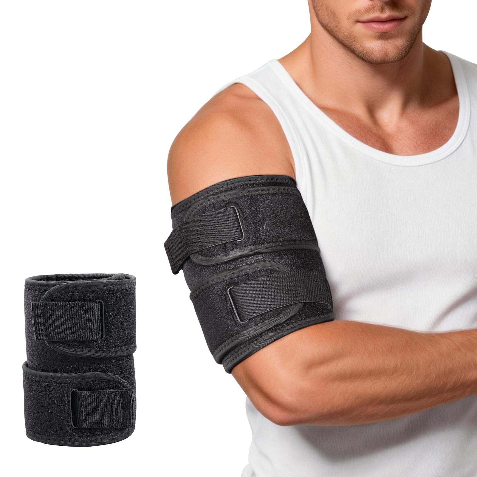 Cozyhealth Bicep Tendonitis Brace Compression Sleeve Support, Large, Black