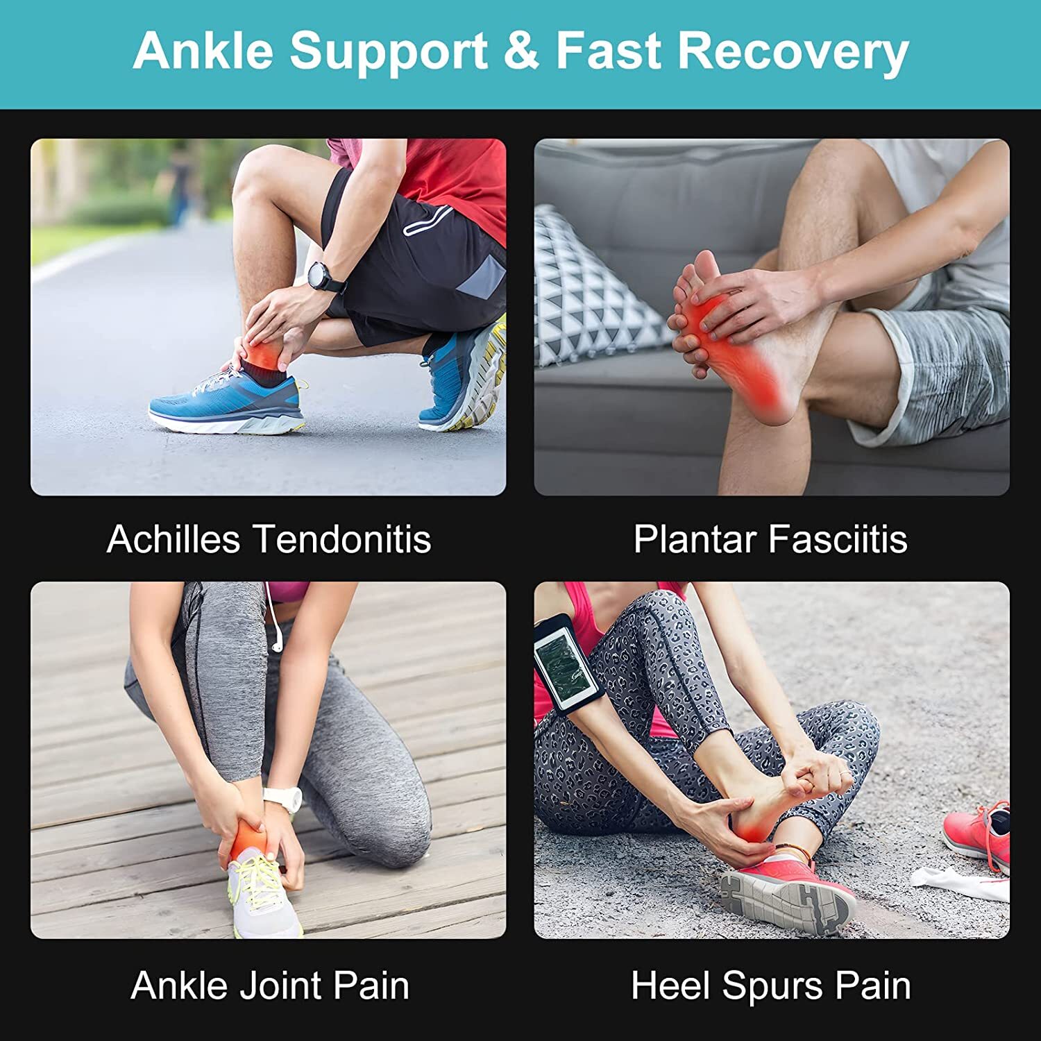 Copper Ankle Brace Support Compression Sleeve Socks Foot Pain Plantar Fasciitis