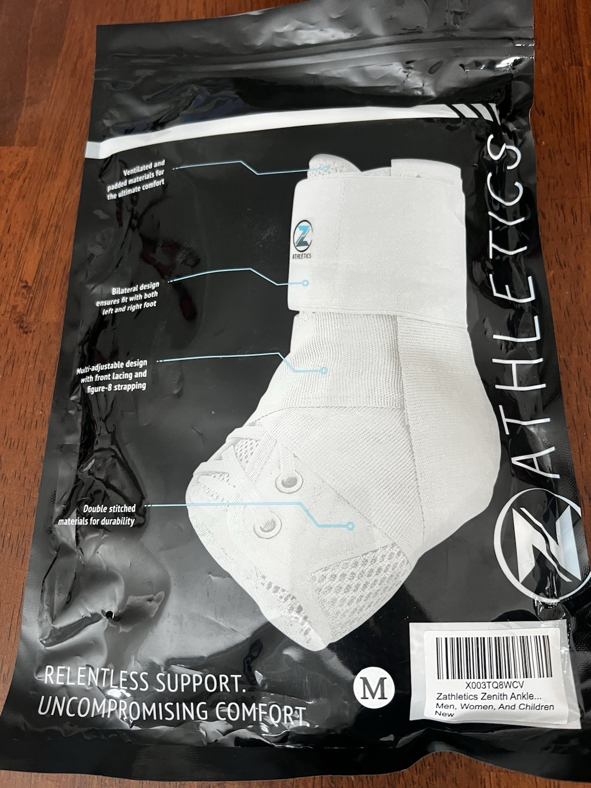 Z Athletics Zenith Ankle Brace Size M Adjustable Compression Support White New