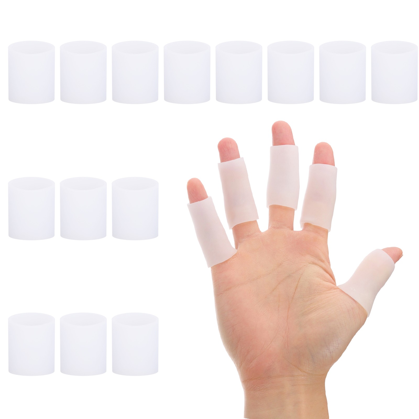 14 Pcs 2.4″x0.98″ Gel Finger Cots Silicone Finger Protector Support White