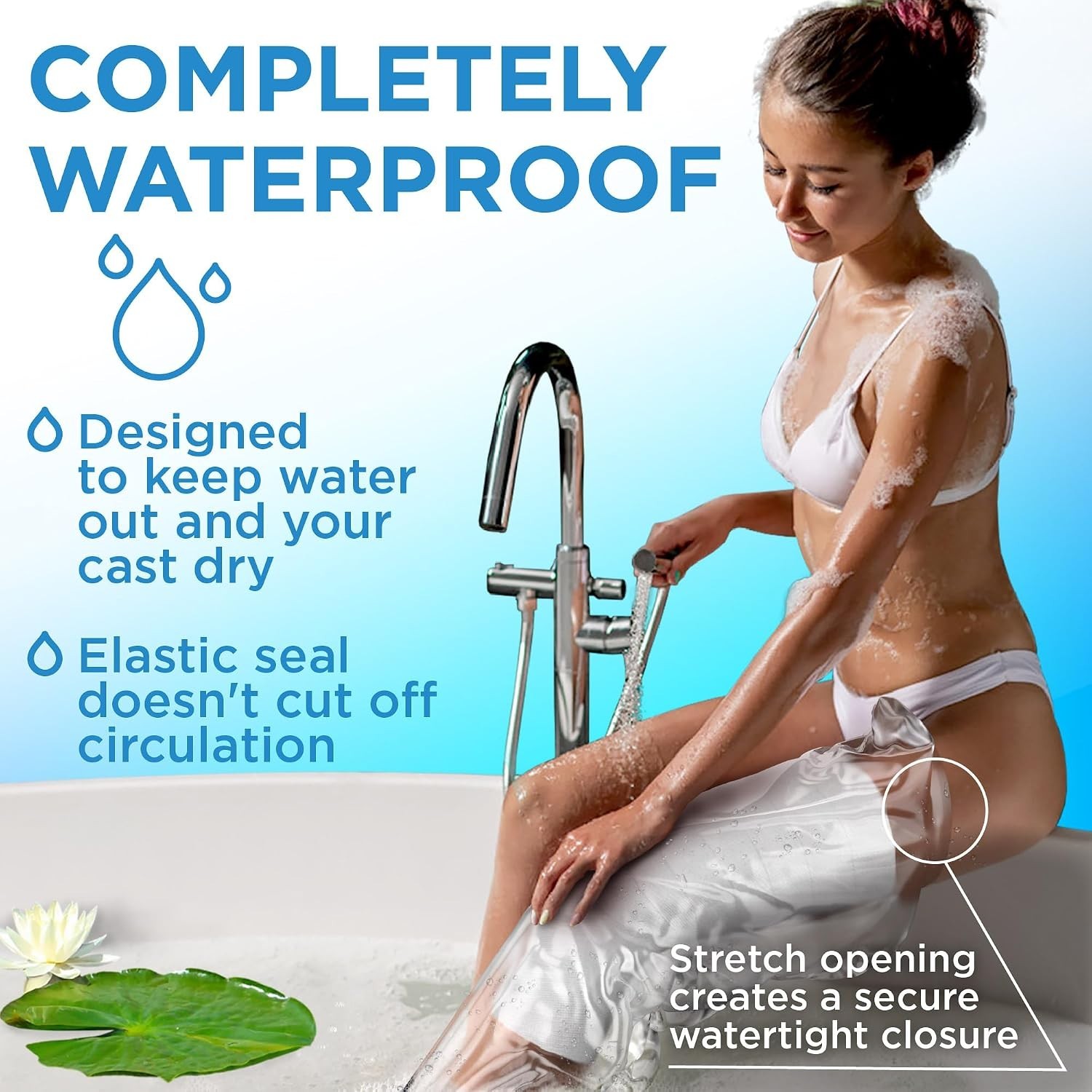 Lightweight Waterproof Cast Shower Cover for Full Leg – Comfortable & Reusable