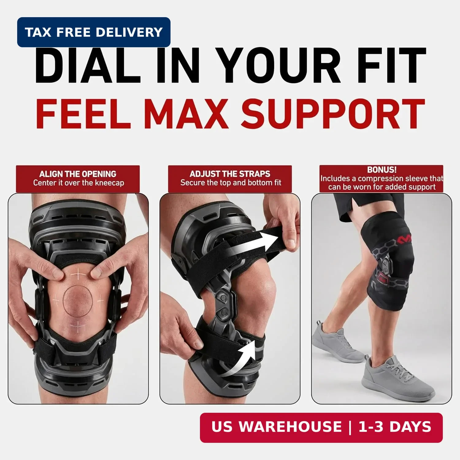 McDavid Knee Brace, Heavy Duty Hinged Knee Braces for Knee Pain, Instabilities,