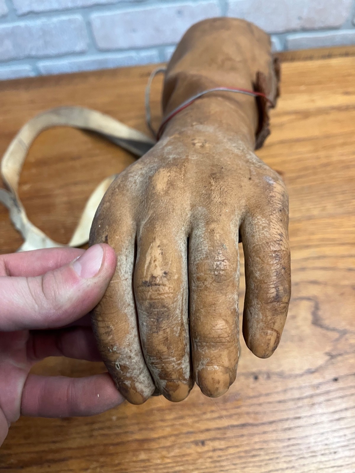 Vintage Prosthetic Arm Left Hand Mechanical Rubber Covered Medical Oddity AS-IS