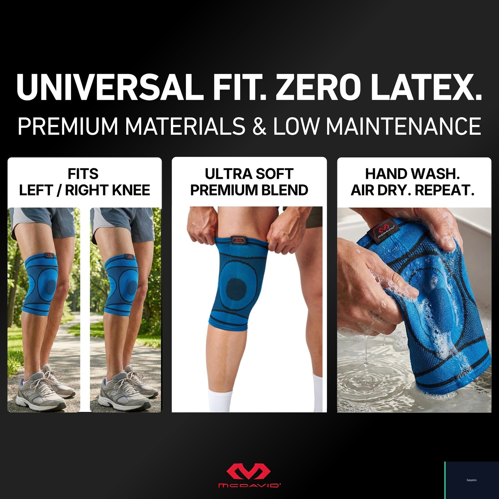 Knee Sleeve Compression 4-Way Stretch Elastic Support X-Large Blue/Black