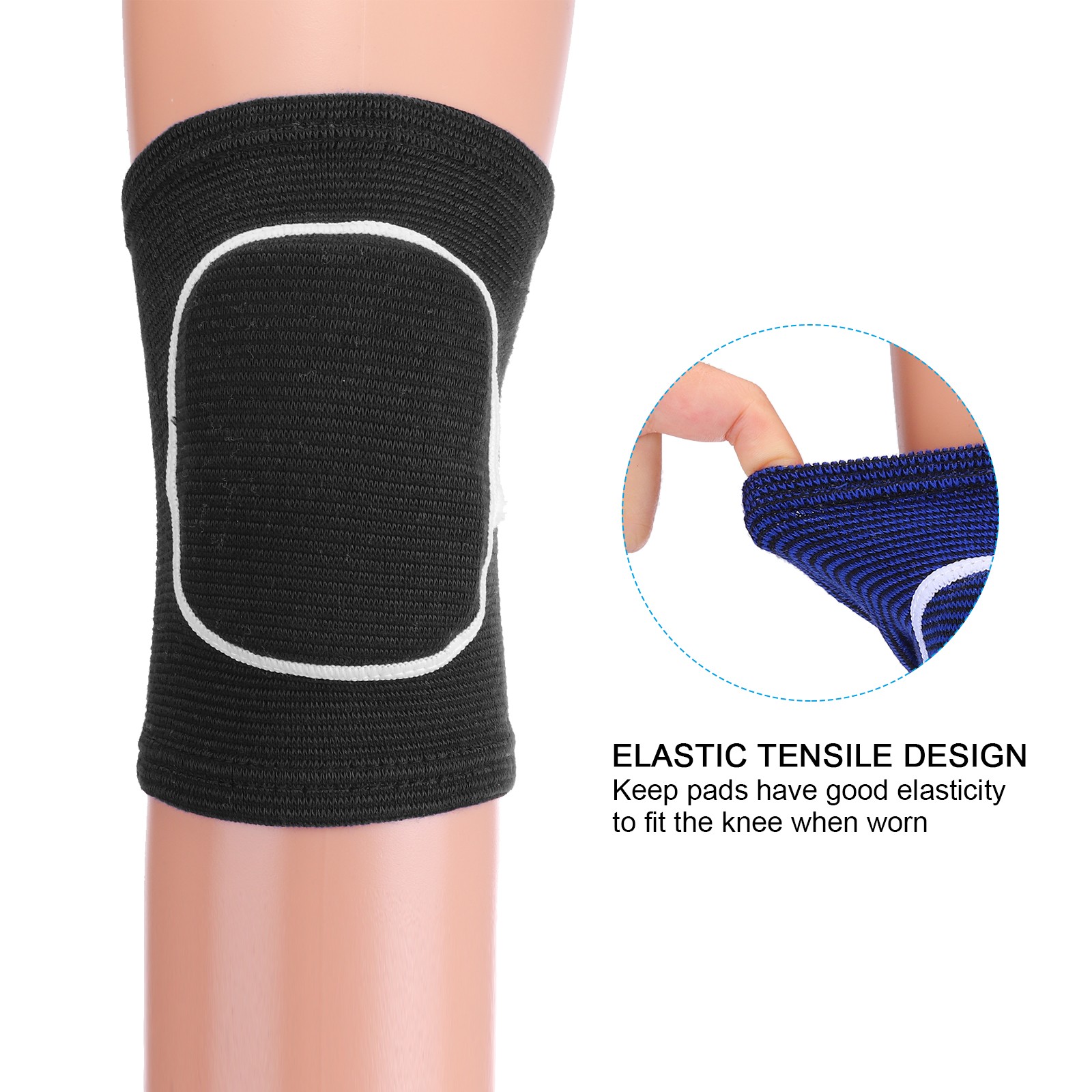 3 Pairs S Dance Knee Pads Volleyball Protective Sponge Brace Black White