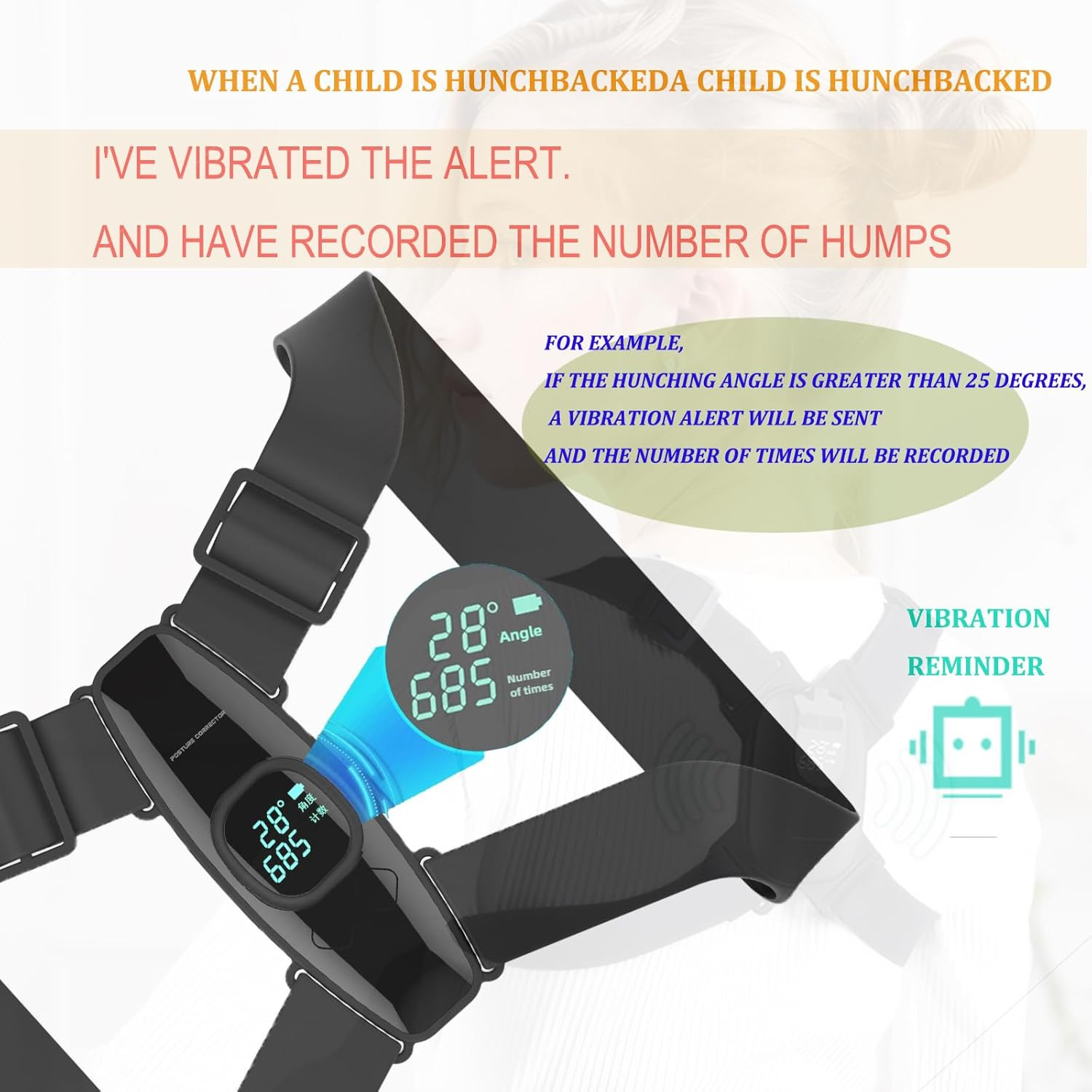 Upgraded Smart Posture Corrector Adjustable Posture Correction Angle with Vibrat