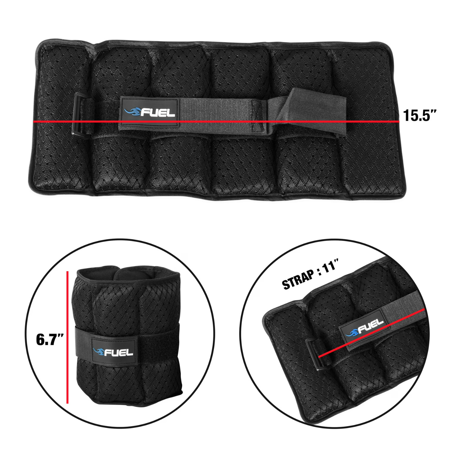 Fuel Pureformance Adjustable Wrist & Ankle Weights 10lb Pair, 2 Pack