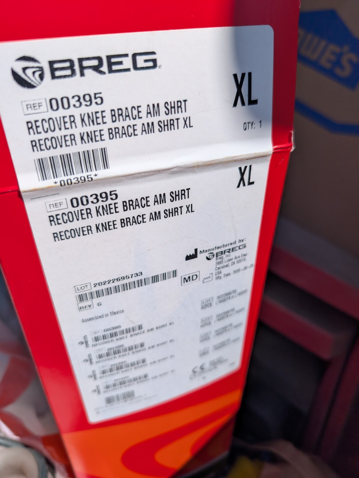 Breg Recover Knee Brace Airmesh, Short 00395 Size XL