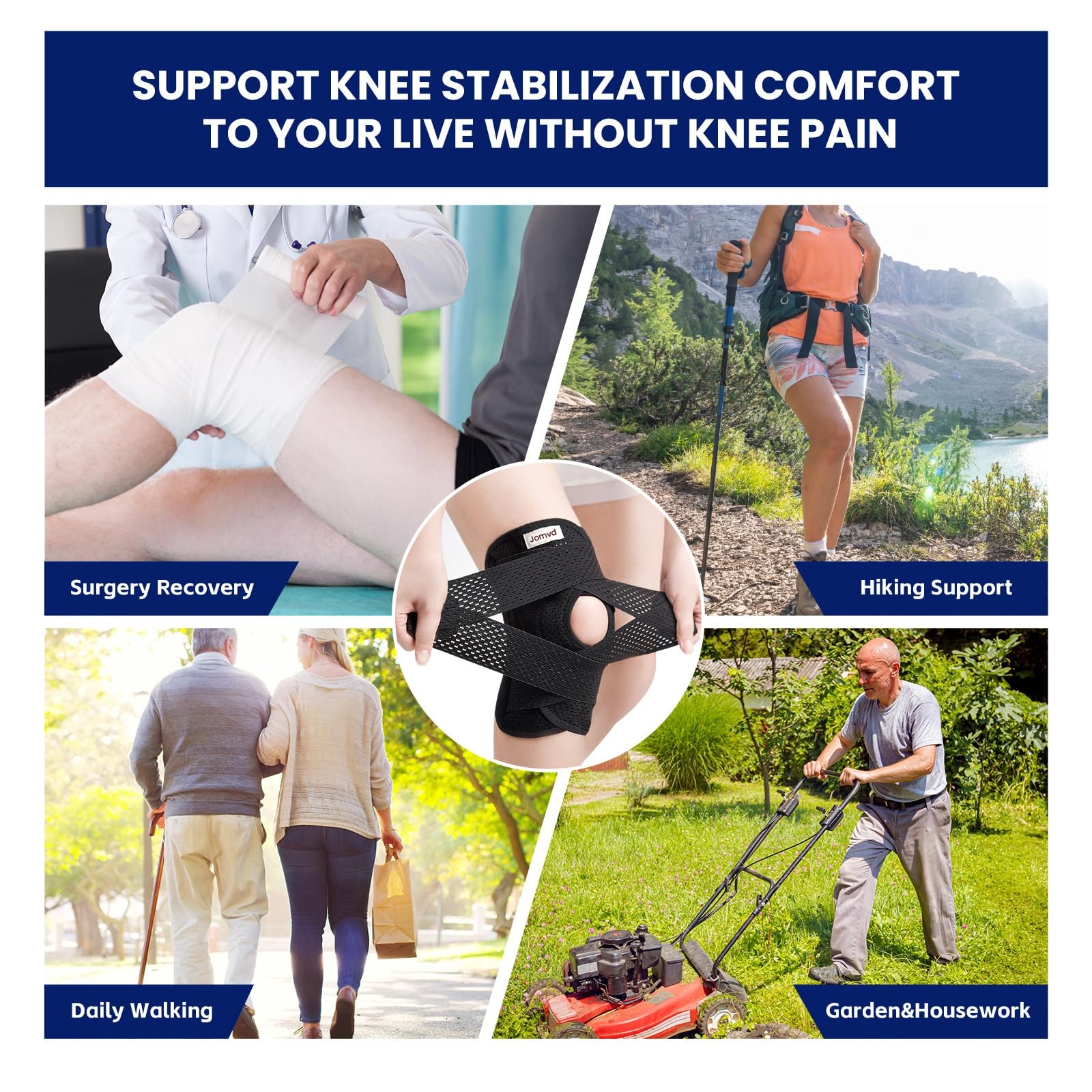 Breathable Knee Brace with Side Stabilizers for Meniscus Tear