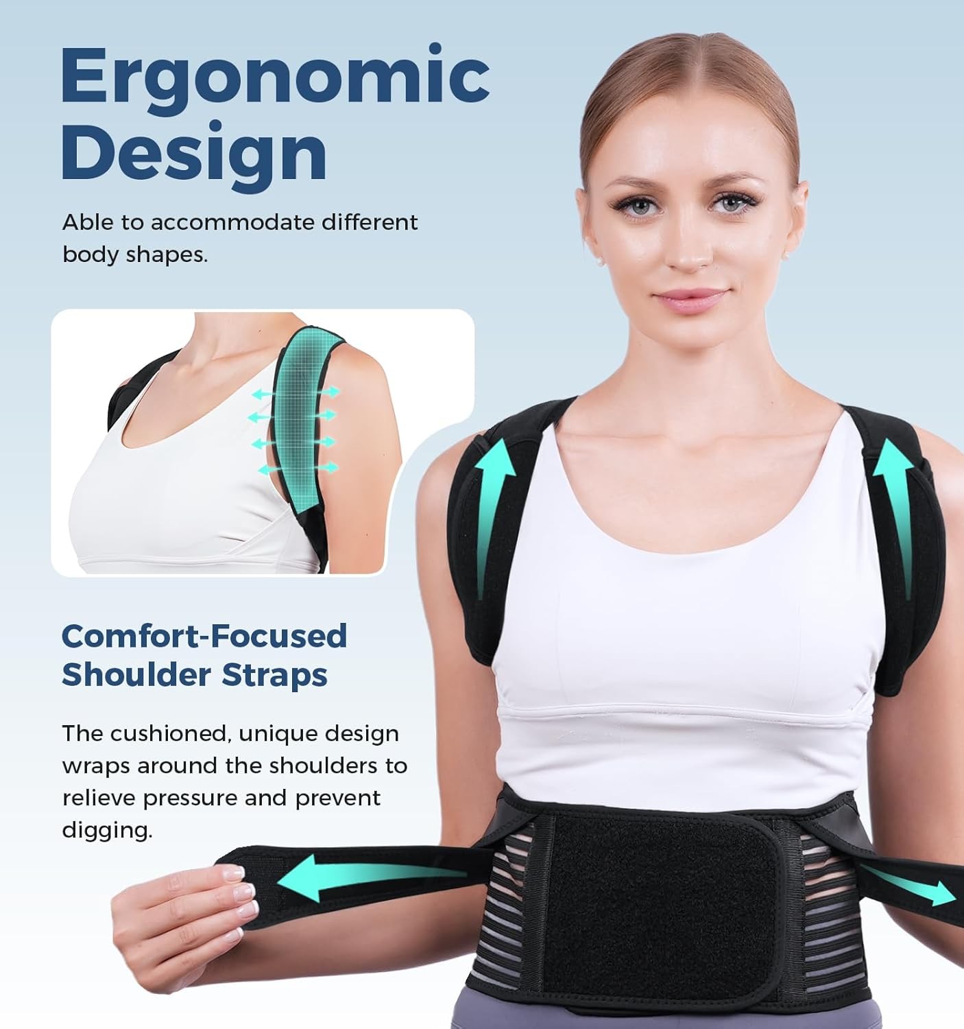 Adjustable Posture Corrector Low Back Support Shoulder Brace Belt For Men &Women