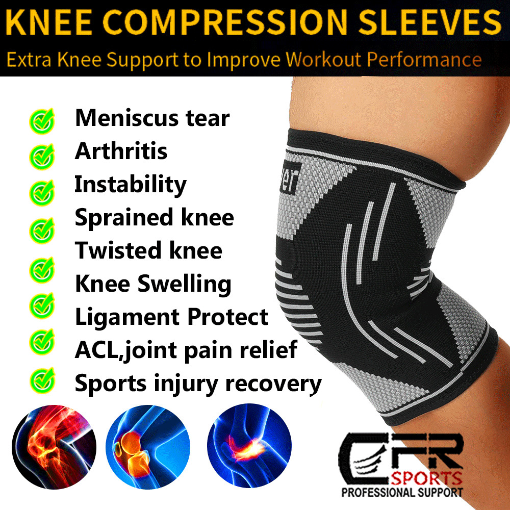 CFR Knee Sleeves Copper Silver Compression Brace Support Sport Joint Injury Pain