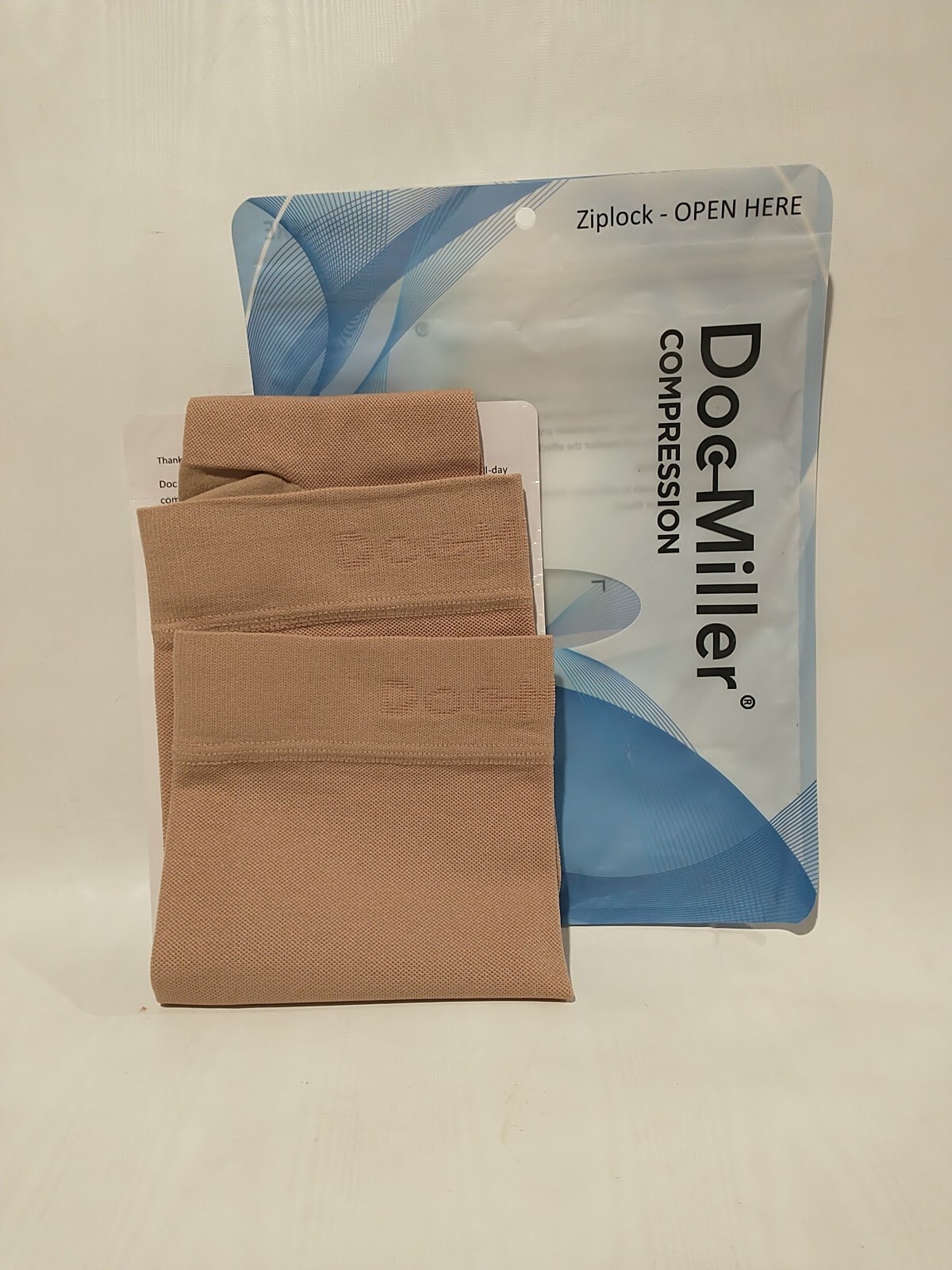 Doc Miller, Open Toe Compression Sleeve, 20-30mmHg, 1 Pair, Skin Tall Medium