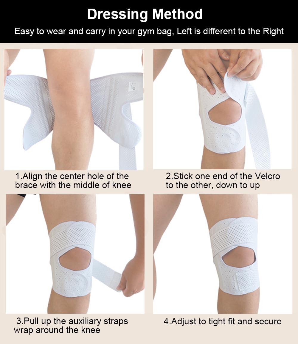 Knee Braces for Women Men Pain ACL X-Large, White-Left