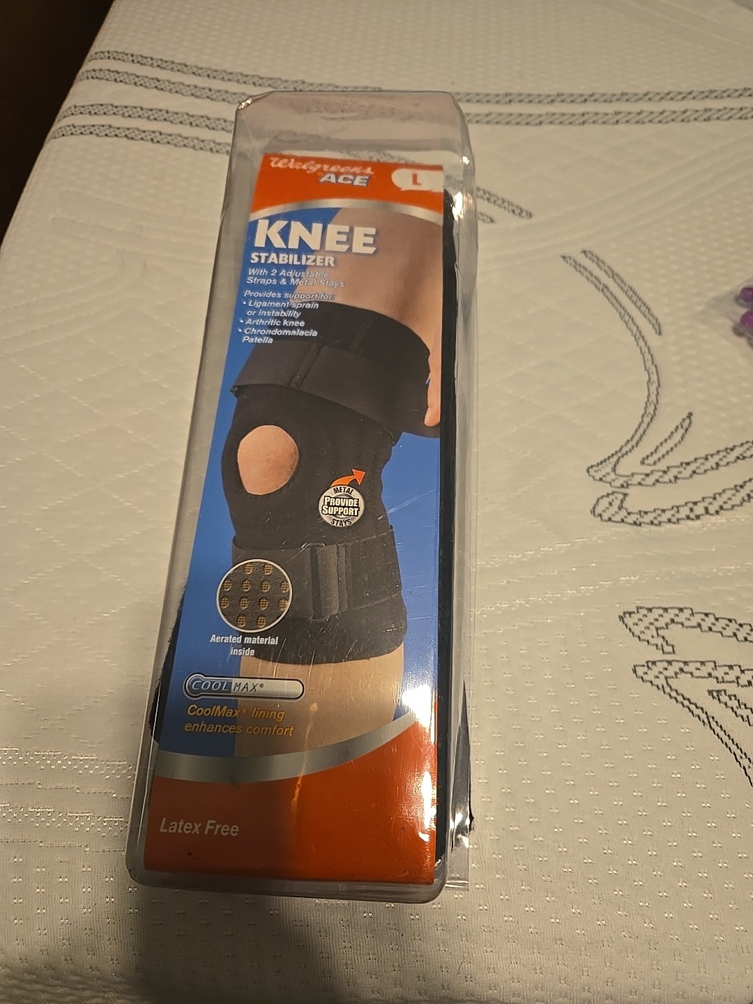 Knee Stabilizer by Walgreens Ace Large Cool Max Knee Brace Support Open Box New
