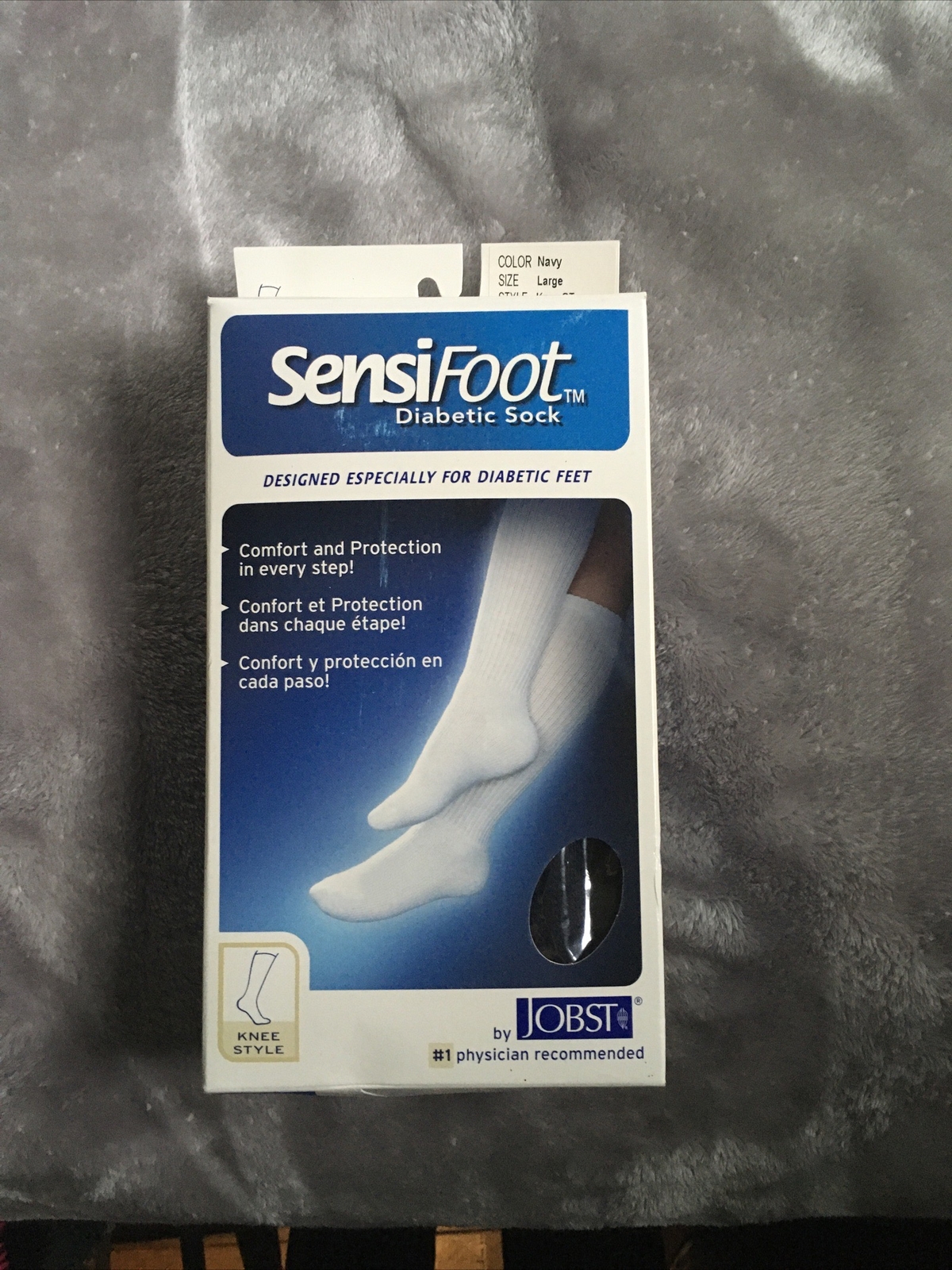 Jobst Sensifoot Diabetic Knee Socks Navy Large 8-15 mmhg Compression Support