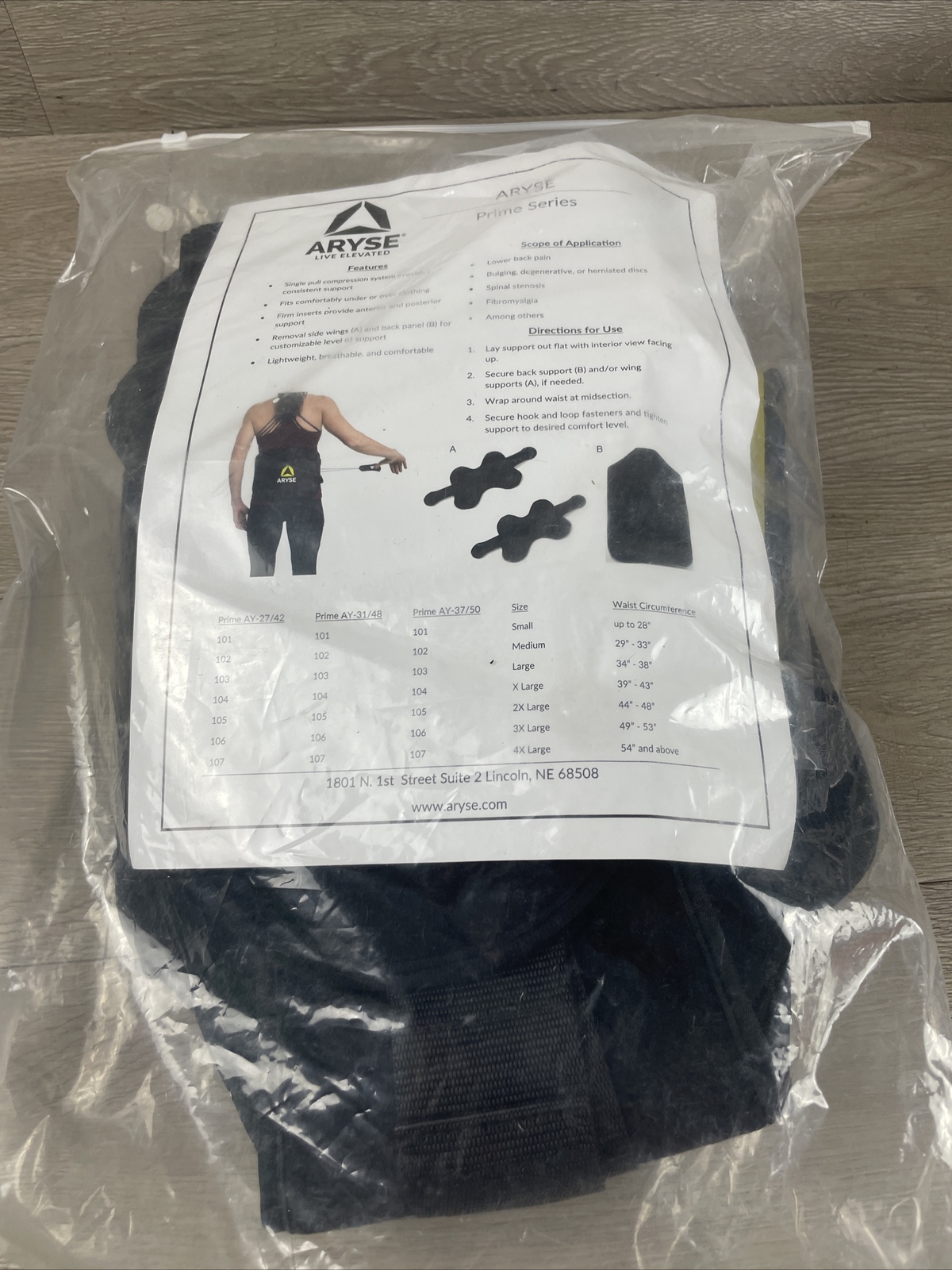 Aryse Prime Series Back Brace Large AY-37/50-103 1ct