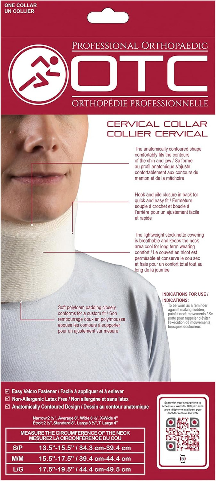 Cervical Collar, Soft Contour Foam, Neck Support Brace, White Narrow 2.5″ Dep…