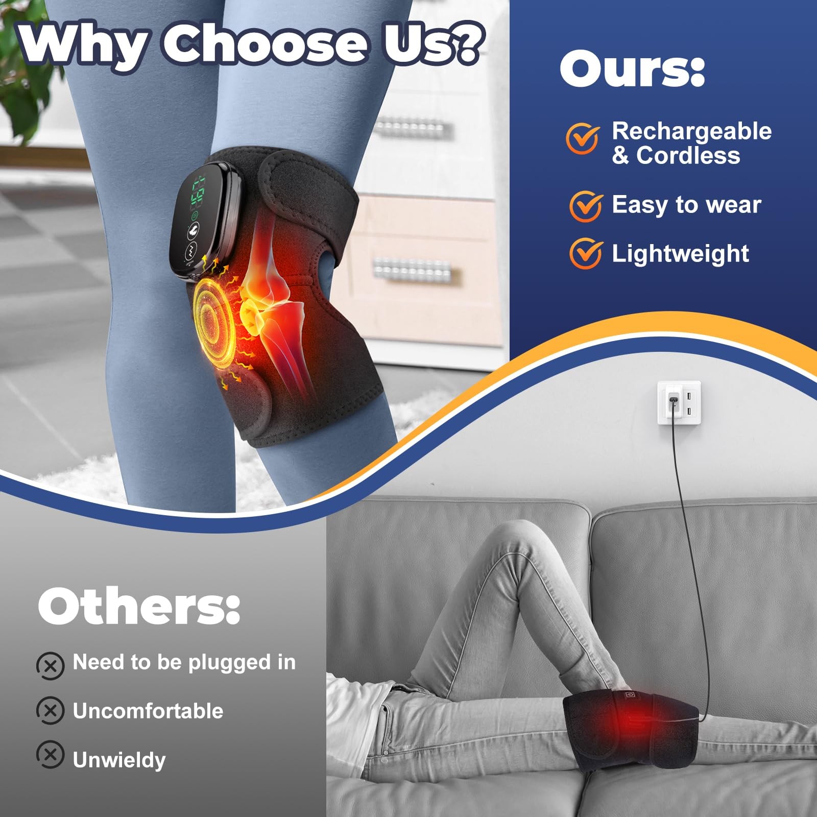 3in1 Heated Knee Massager with 3 Modes for Knee Elbow Shoulder