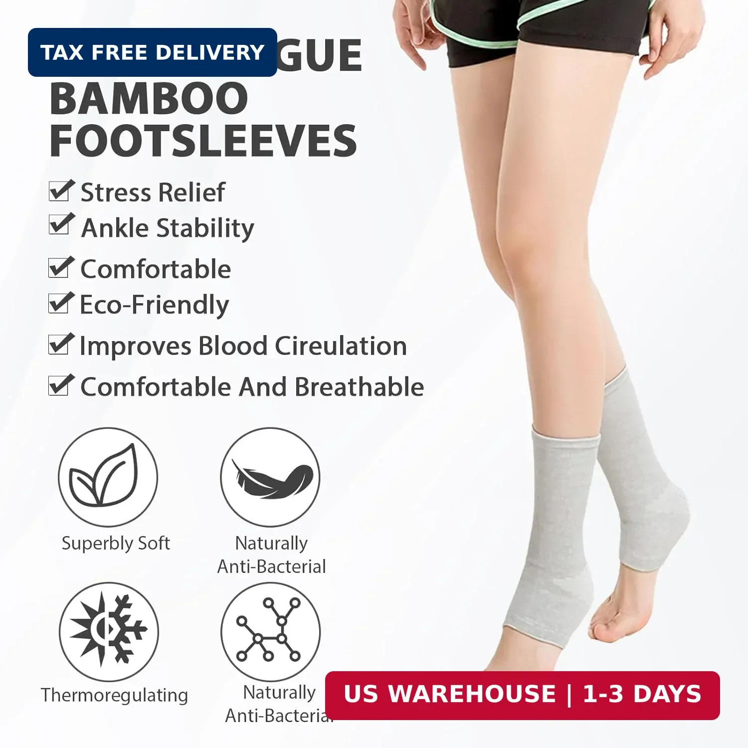 2 Pairs Bamboo Compression Socks, Soft Bamboo Foot Ankle Sleeves, Suitable for C
