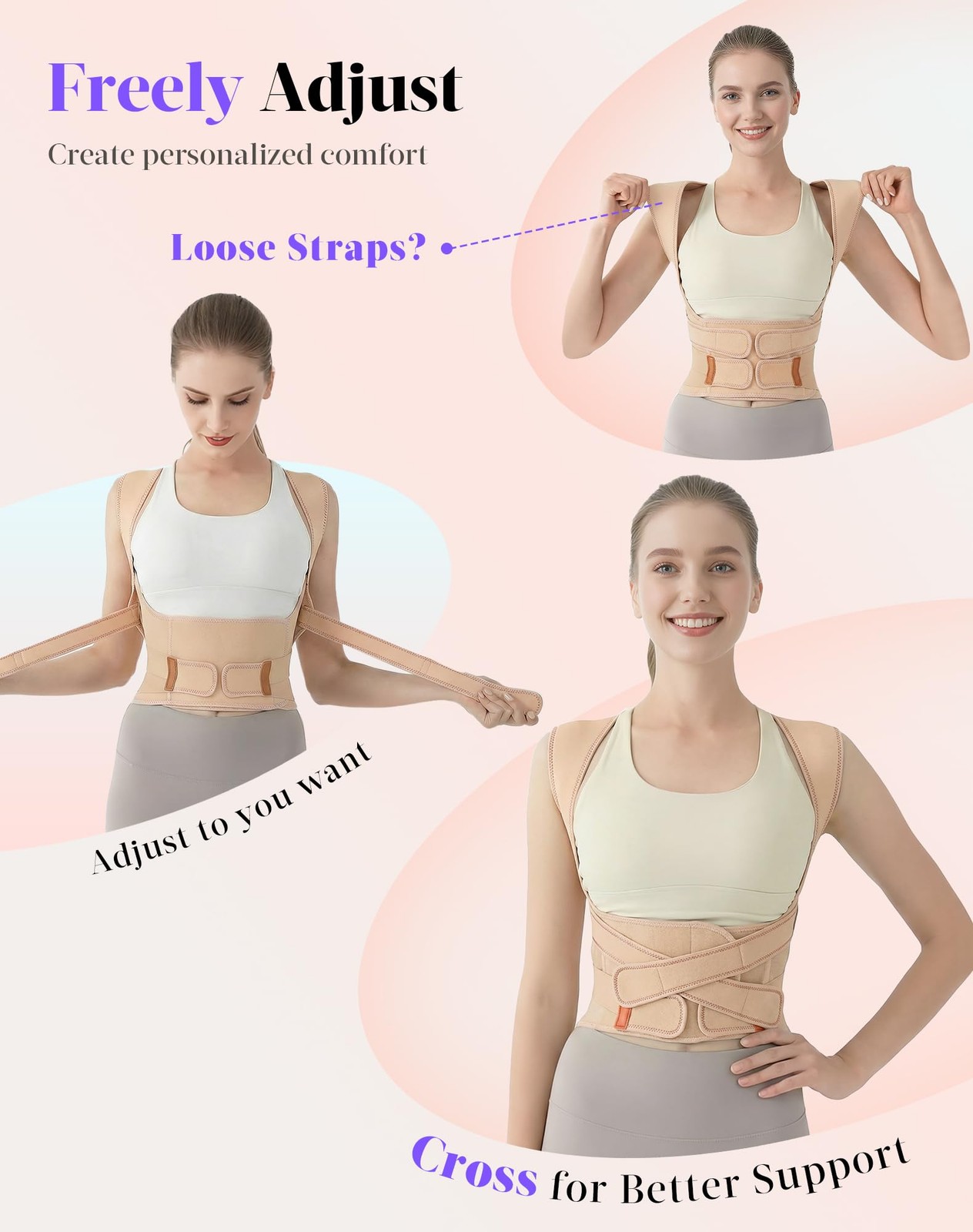 pluclike Posture Corrector for Women and Men, Full Back Support Brace, Adjust…