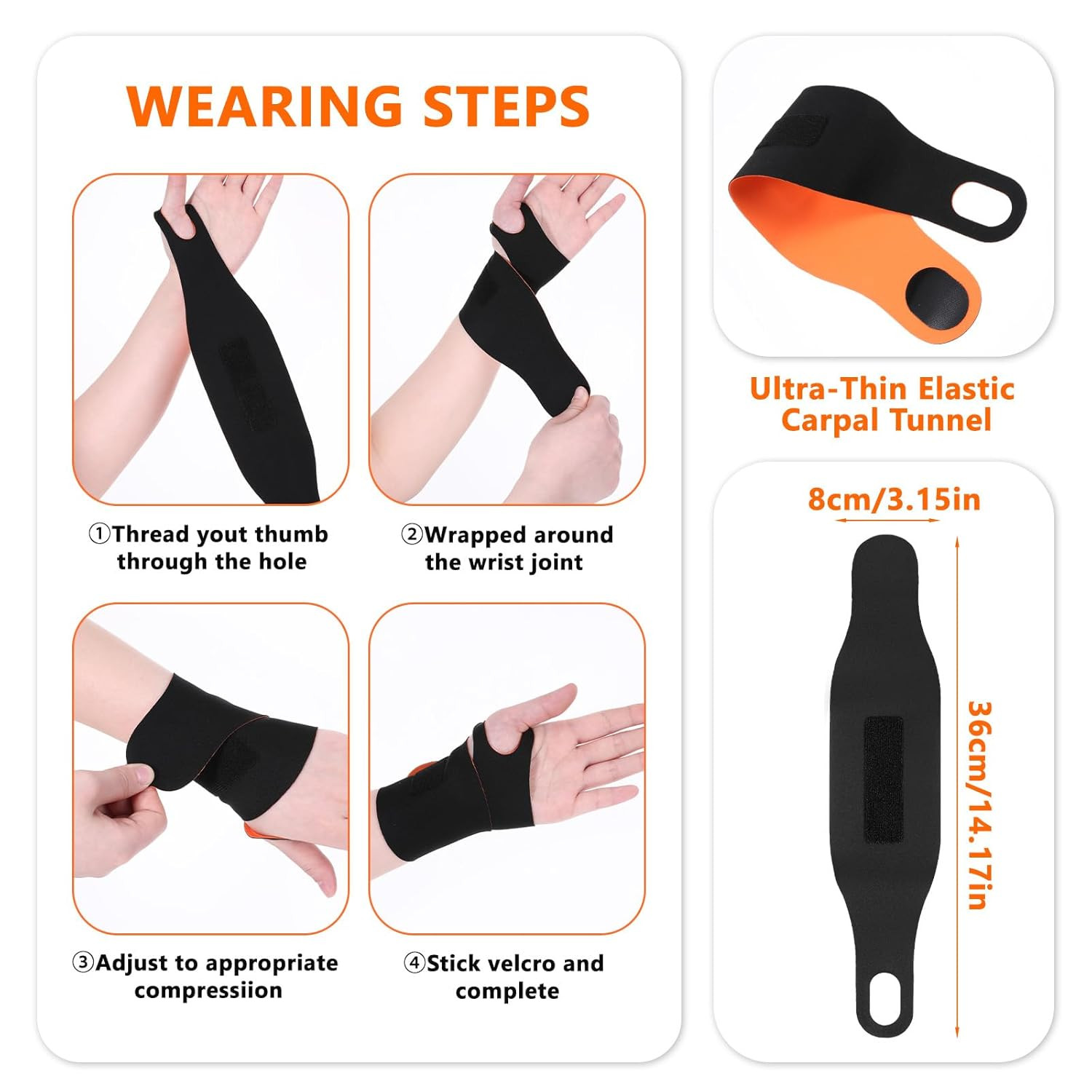 2 Pack Adjustable Wrist Brace Compression Wrap Support for Sports Left Right Han