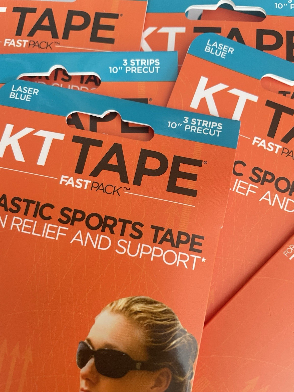 20 KT Tape Pro Elastic Sports Tape 100% Synthetic Laser Blue Precut 3-10″ Strips