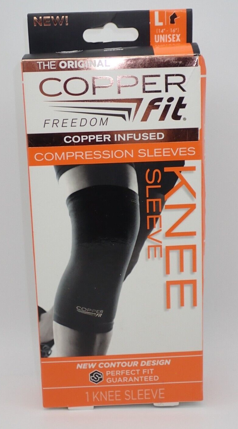 Copper Fit Knee Compression Sleeve Adult Large Copper Infused Black