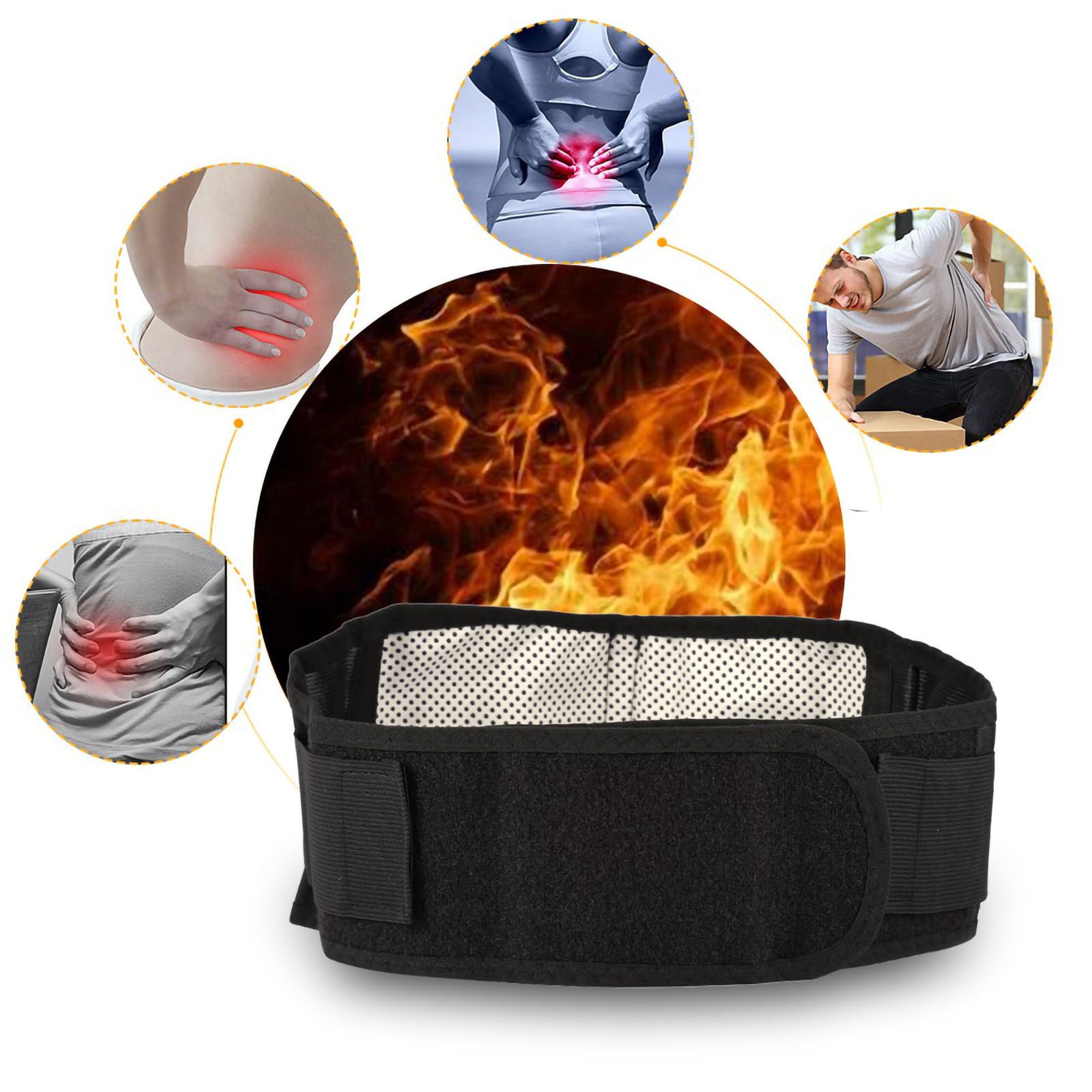 New Tourmaline Self Heating Magnetic Therapy Black Waist Protection Belt Lumbar