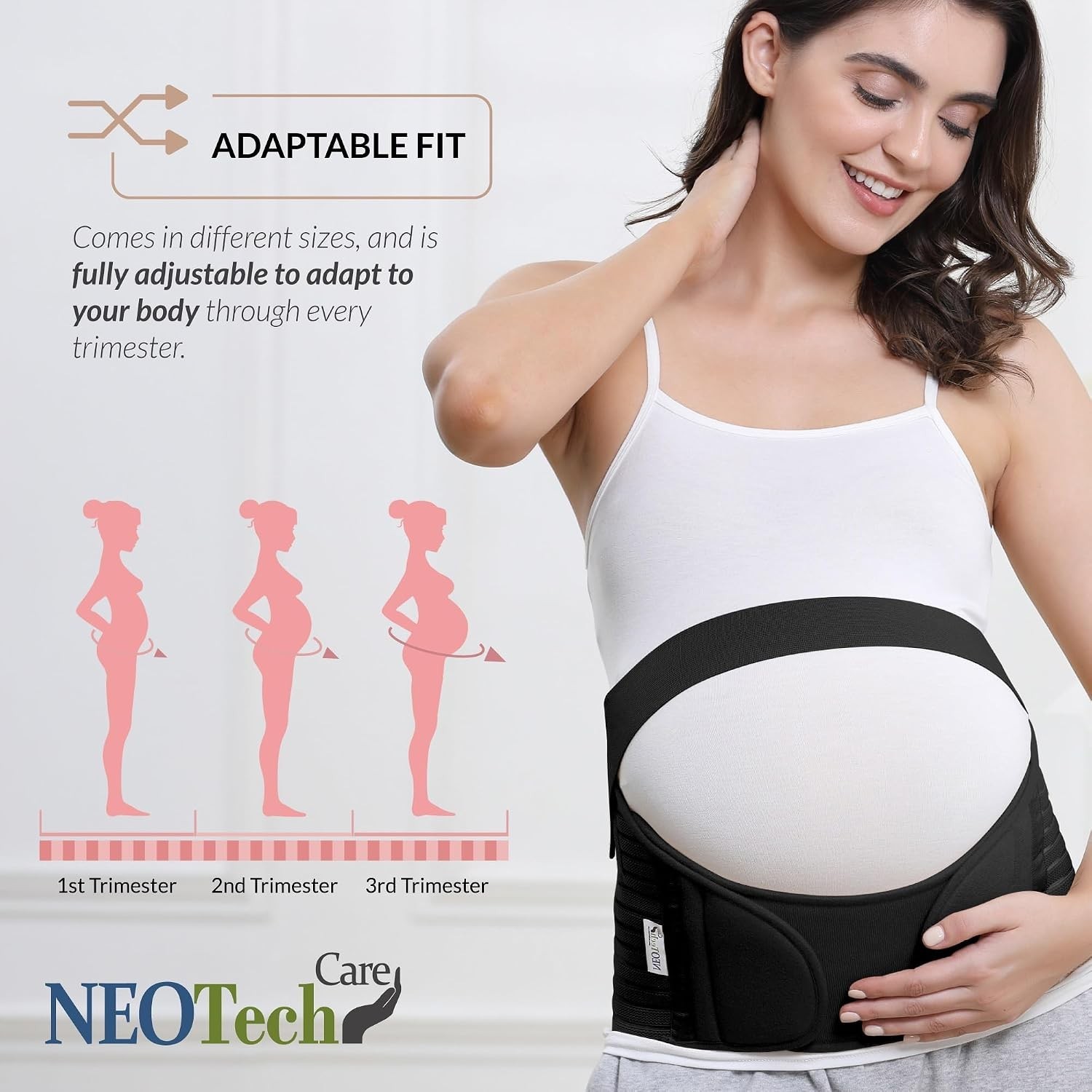 Durable Adjustable Belly Band for Pregnancy Comfort – Black Maternity Support