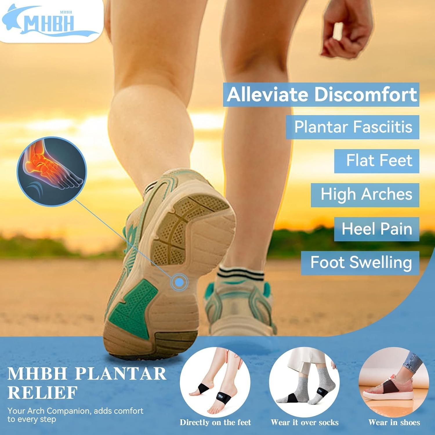 Upgraded Breathable Mesh Arch Support for Plantar Fasciitis – Two-Pack Gel Pads