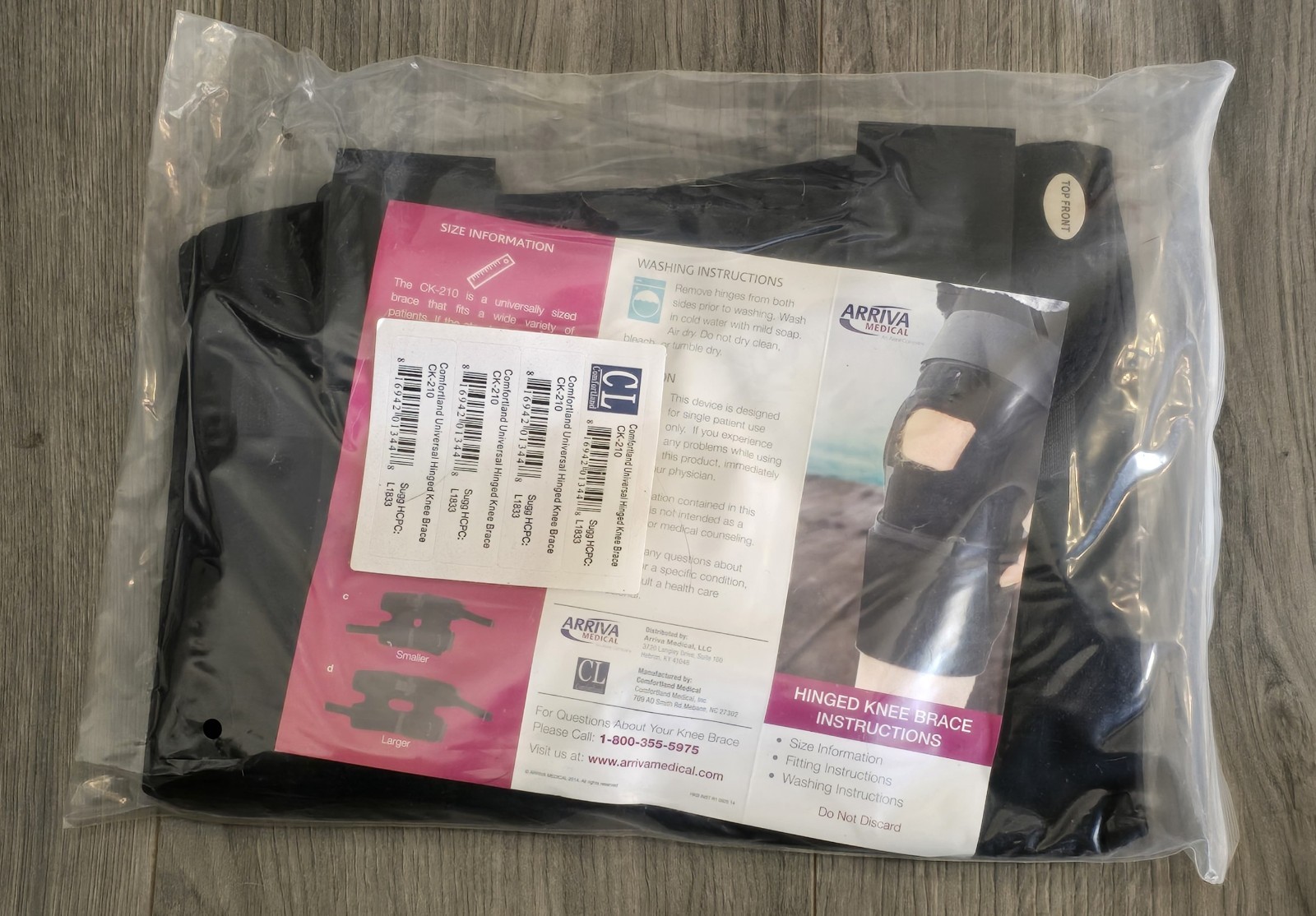 Comfortland, Arriva CK 210 Universal Size Hinged Knee Brace. New.