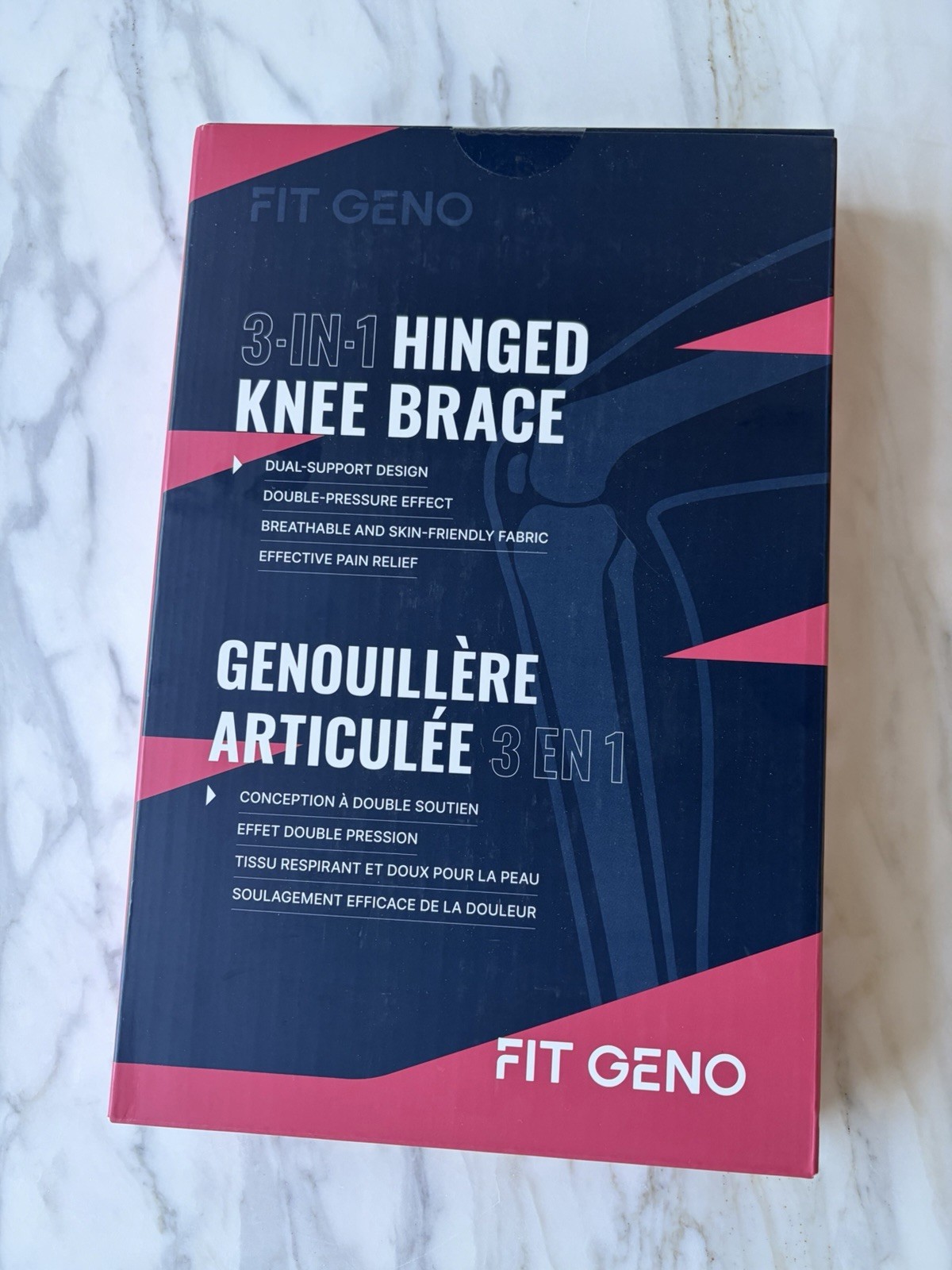 Fit Geno 3-in-1 Hinged Knee Brace Regular Size Adult Black NIB
