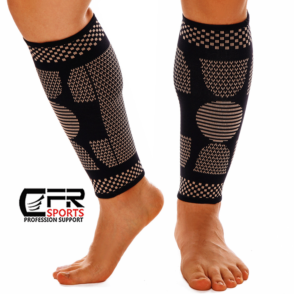 Copper Calf Support Brace Compression Sleeves Leg Pain Shin Splints Men & Women