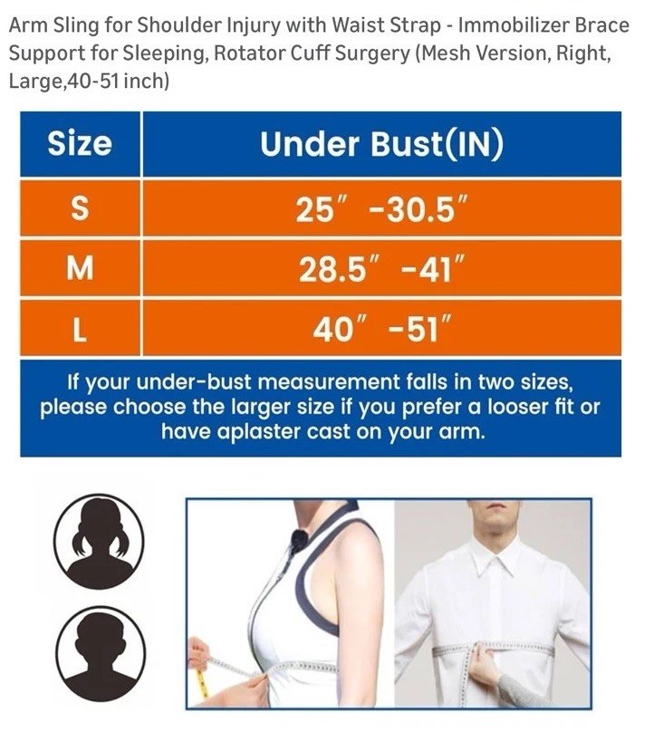 Willcom arm sling WLO 309B mesh version white blue LARGE RIGHT ARM UNISEX