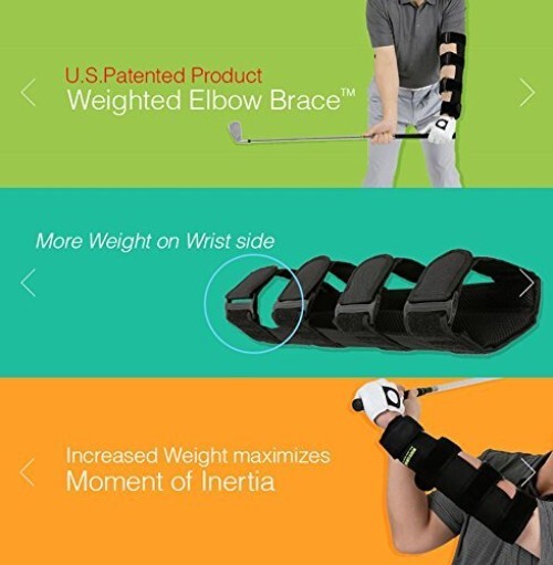 Golf Swing Improvement Tool – Patented 2 lb Weighted Elbow Brace for Precision