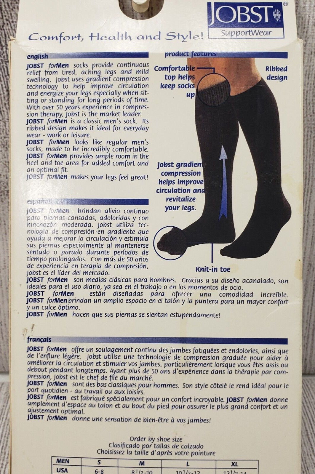 JOBST SupportWear Socks For Men Knee High 8-15 mmHg Black Size SMALL/ 1 Pair/NEW