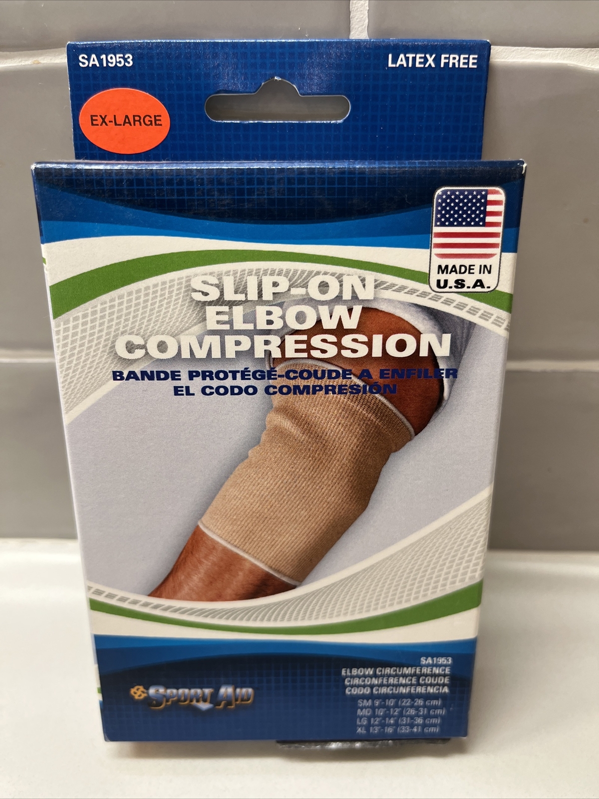 Sport Aid Slip-On Elbow Compression Size EXTRA-LARGE Latex Free Brand New