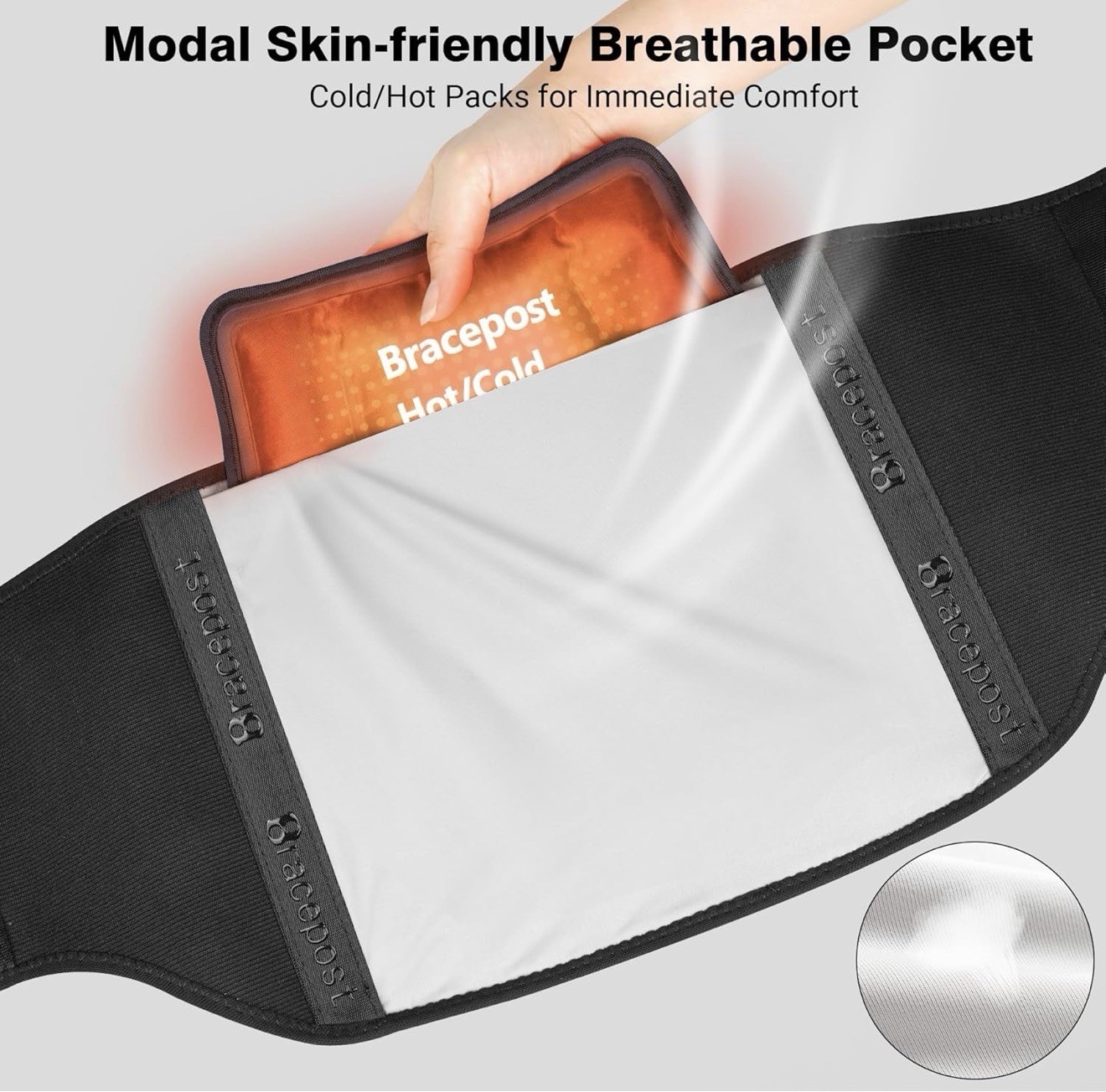 Bracepost Lower Back Brace Hot Cold Ice Pack Lumbar Support Belt Large