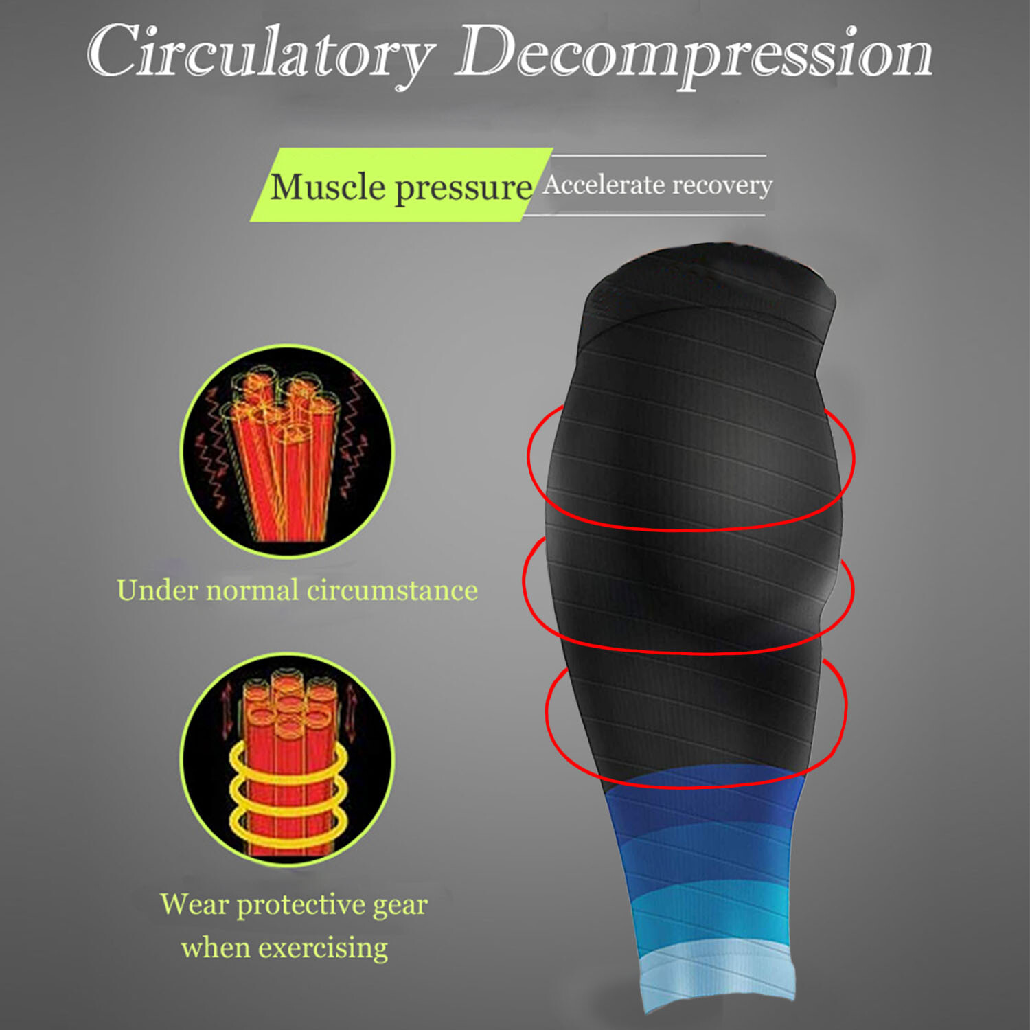 Calf Support Graduated Compression Leg Sleeve Sport Socks Outdoor Exercise Pair