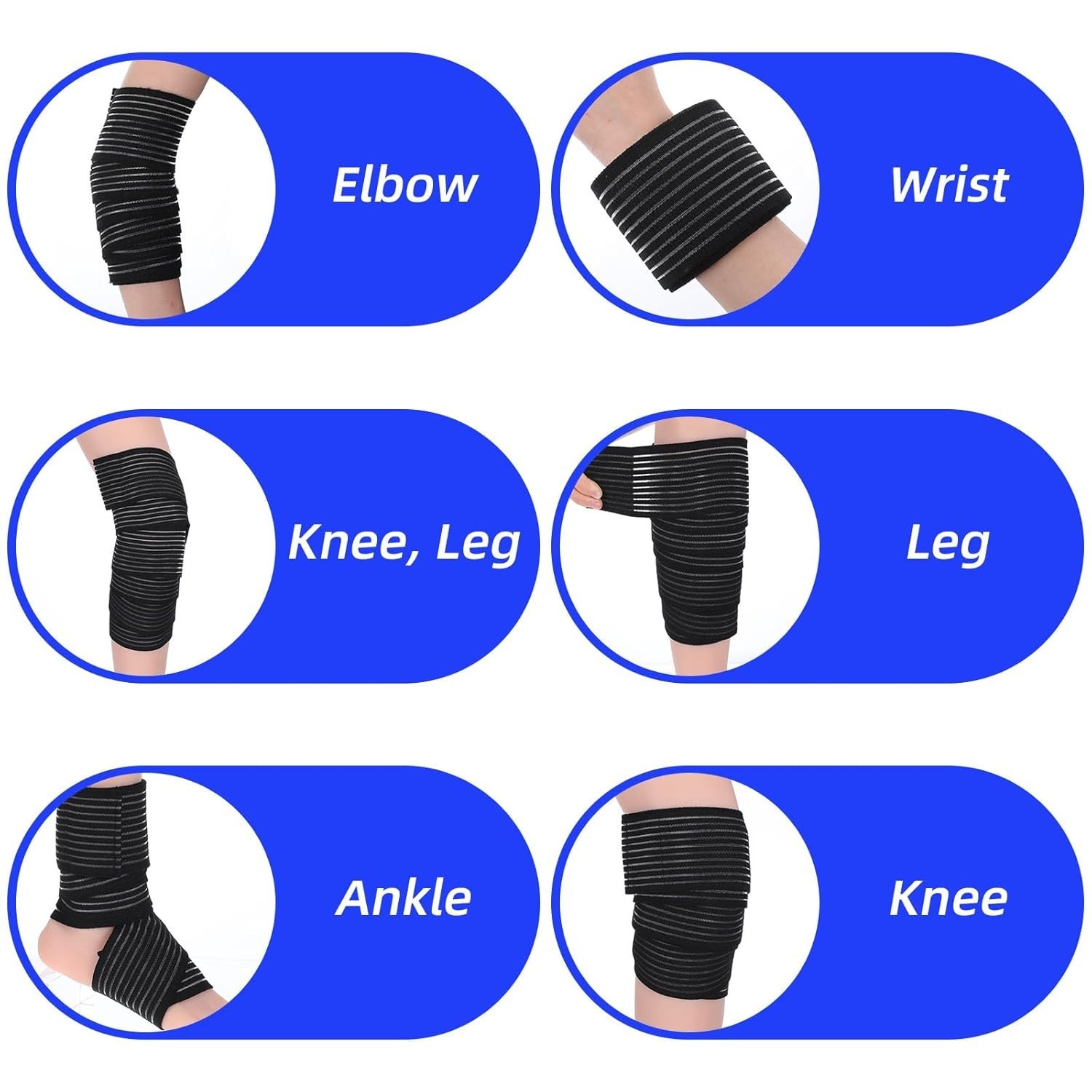 2 PCS Extra Long Elastic Knee Wrap Compression Bandage Brace Support