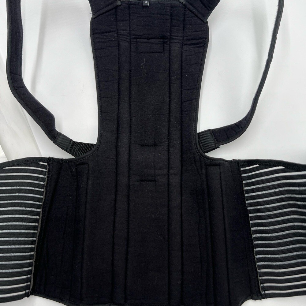Black Posture Corrector Back Support Brace with Metal Stays Unisex Size Medium