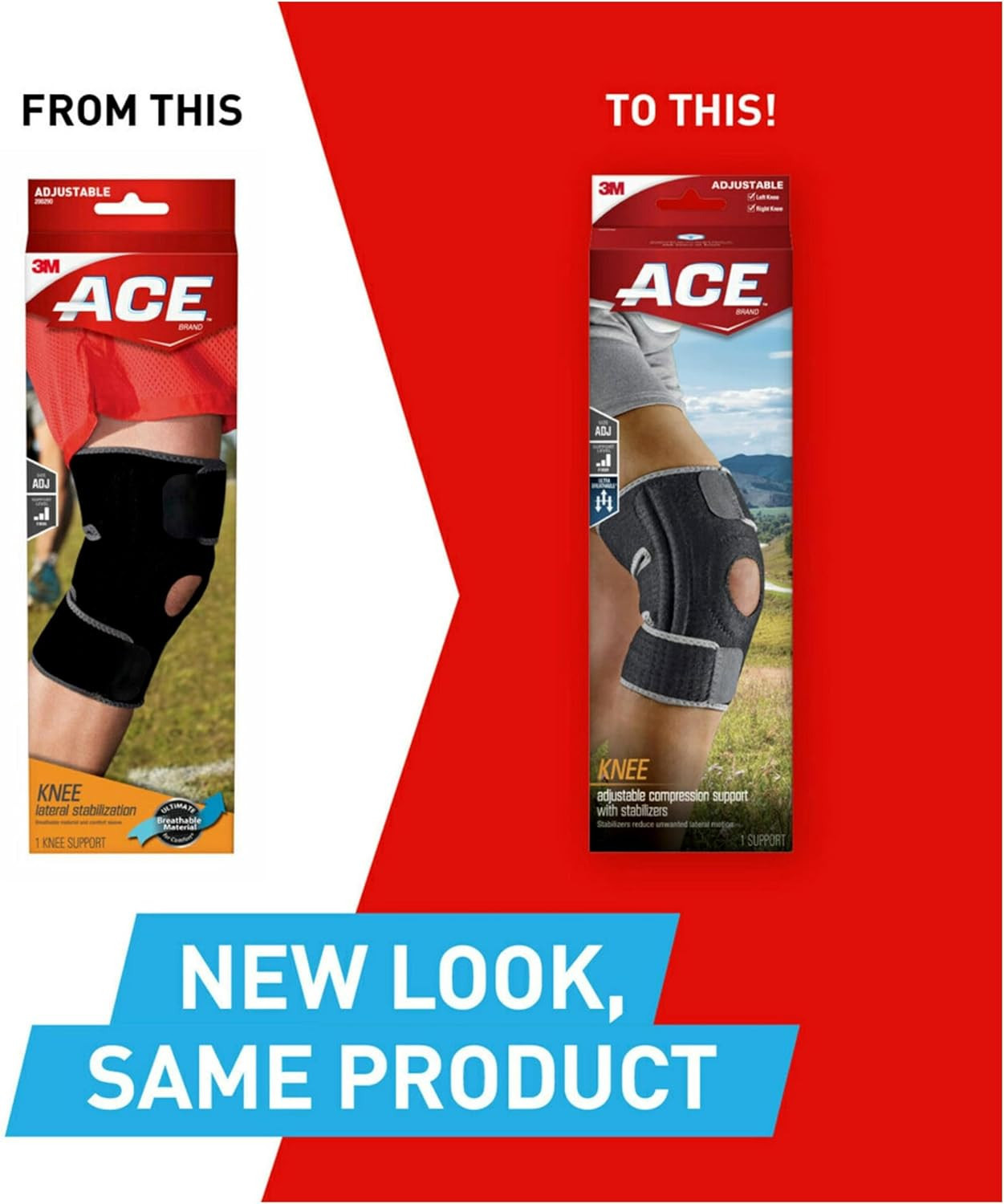 ACE Brand Adjustable Knee Brace with Side Stabilizers Provides Support & Compres