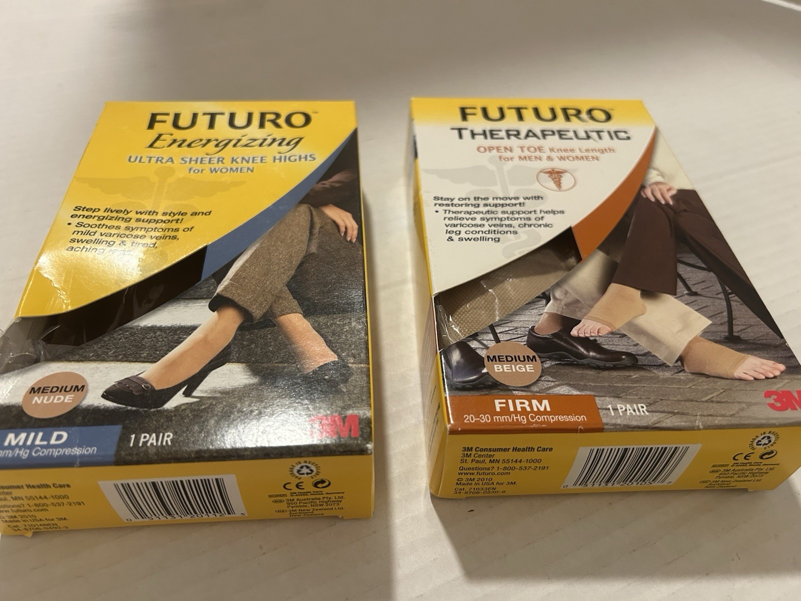 2 Pair NEW FUTURO Knee Highs Sheer Womens Nude M Medium Mild & Firm Compression