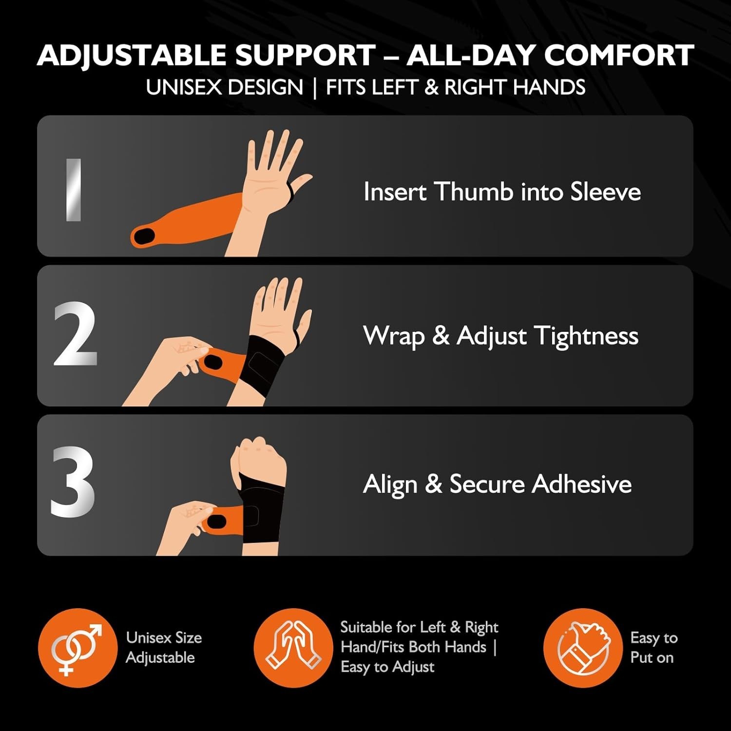 Graphene-Coated Adjustable Wrist Brace for Enhanced Support & Relief – Large