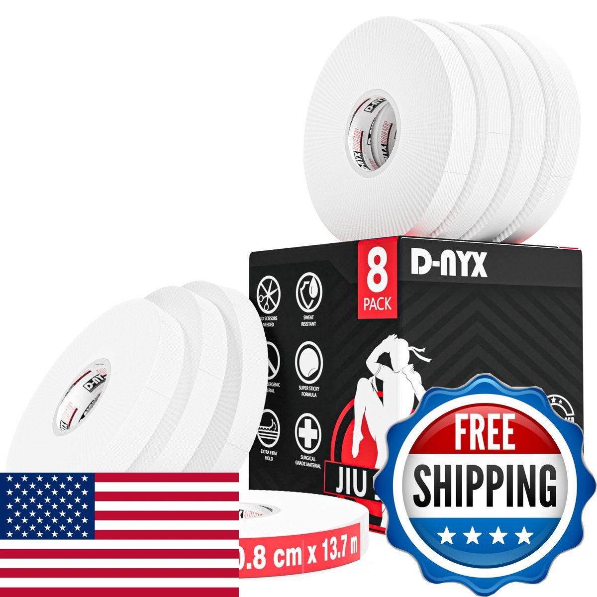 D-NYX Finger Tape Hand Tape White 0.3 inch Rock Climbing BJJ Jiu Jitsu MMA