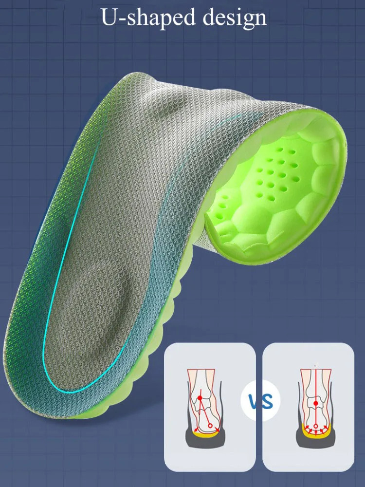 4D Latex Sports Shoes Insoles Super Soft High Elasticity Shoe Pads Anti-pain Deo