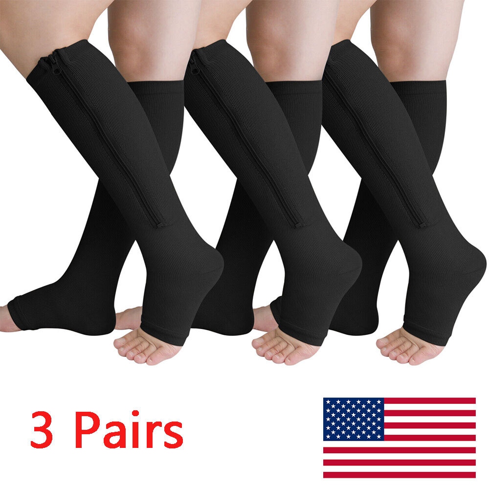 3pairs Socks For Compression Socks 20-30mmhg Men Women Circulation Recover Nylon