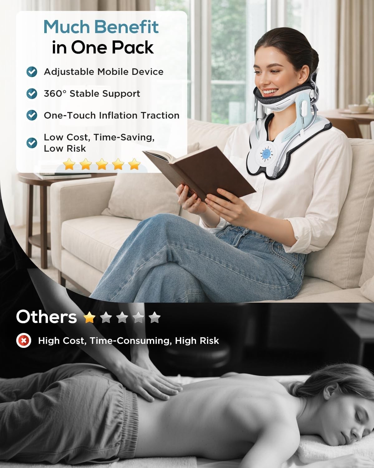 Cervical Neck Traction Device: Neck Stretcher for Cervical Pain Relief, Elect…